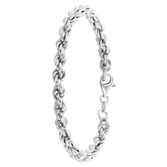 Lucardi Dames Koordarmband - Echt Zilver - Armband - Cadeau - 18 cm - Zilverkleurig