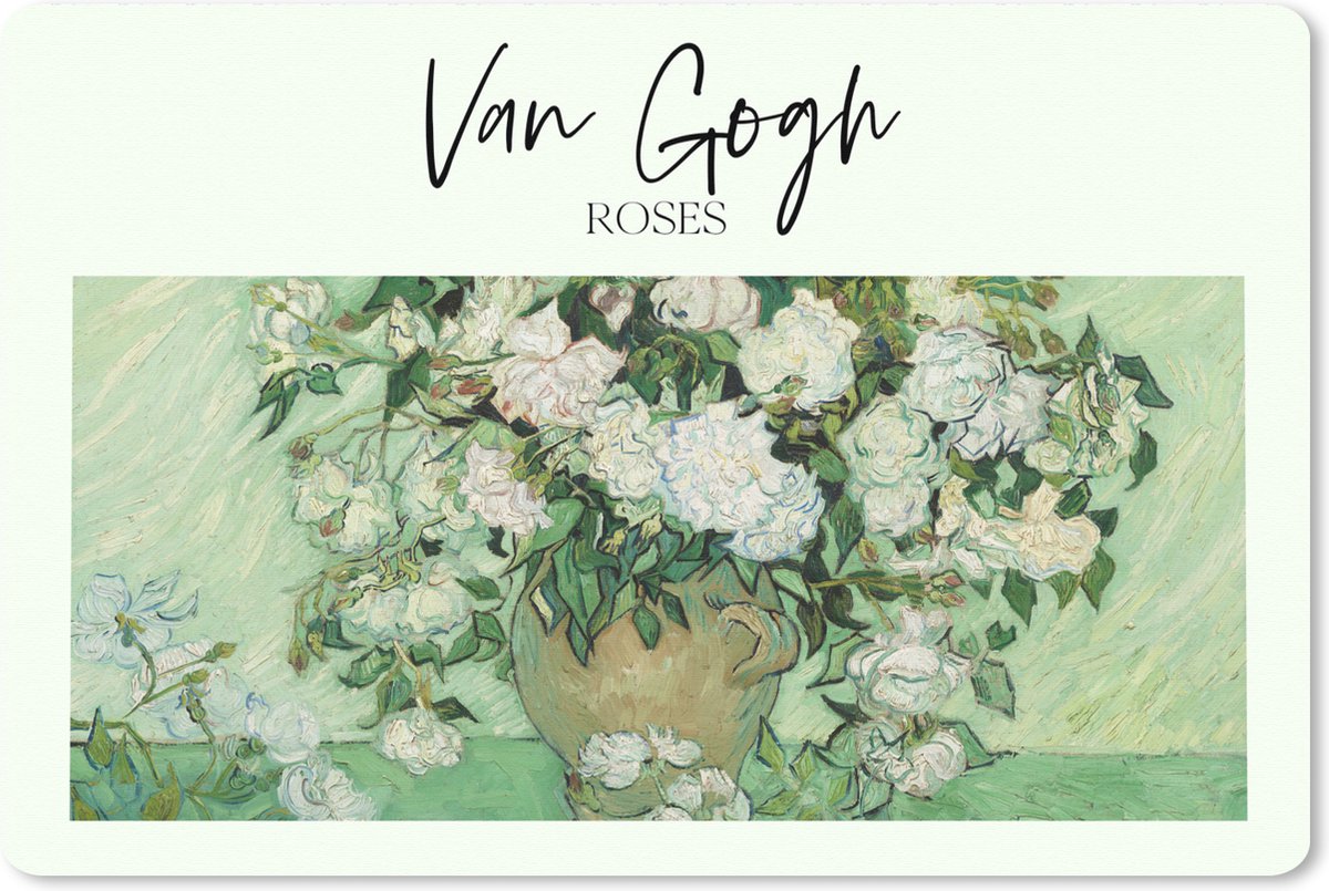 Muismat XXL 120x80 cm - Bureau onderlegger - Bureau mat Schilderij - Van Gogh - Roses - Bureaumat - Gaming mousepad xl - Bureaulegger groot - Computer deskmat