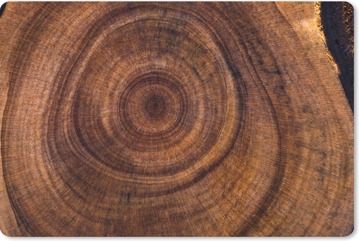 Muismat XXL - Bureau onderlegger - Bureau mat - Cirkel - Hout - Ringen - 90x60 cm - XXL muismat