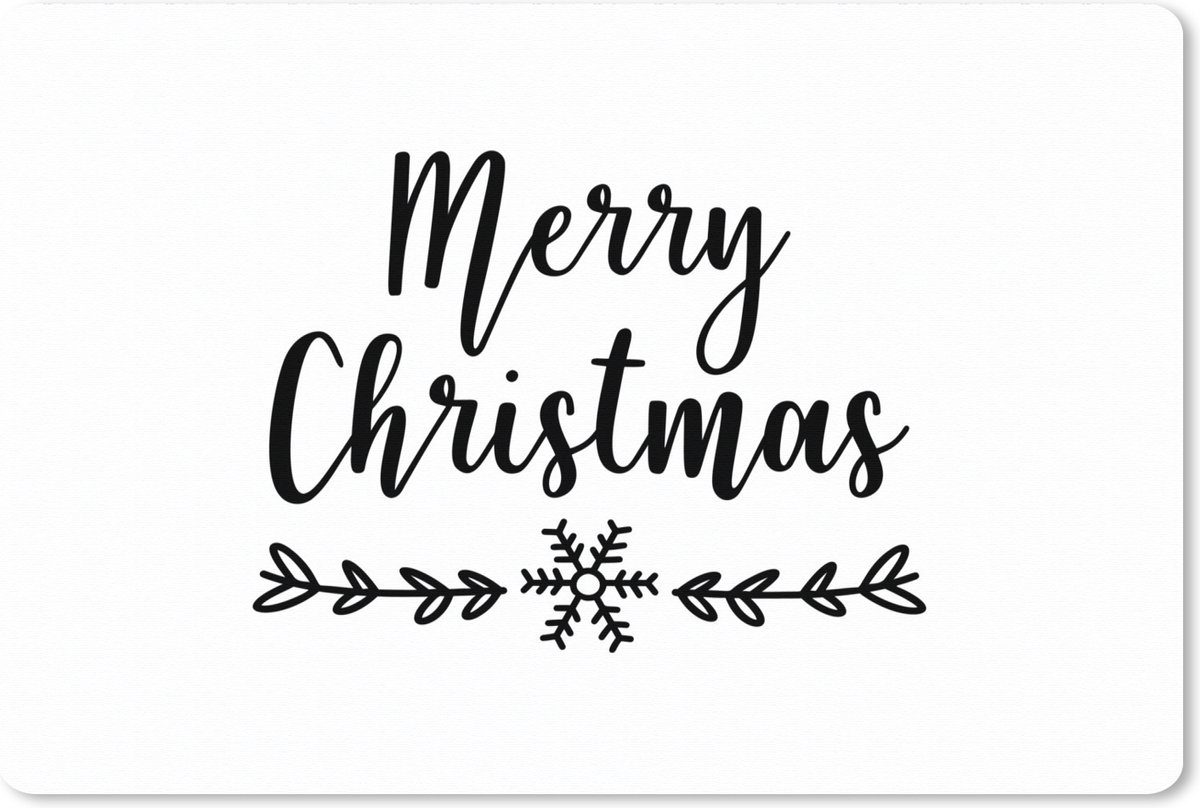 Muismat XXL 90x60 cm - Bureau onderlegger - Bureau mat Kerst quote "Merry Christmas" tegen een witte achtergrond - Bureaumat - Gaming mousepad xl - Bureaulegger groot - Computer deskmat - Kerst - Cadeau - Kerstcadeau voor mannen en voor vrouwen