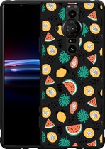 Sony Xperia Pro-I Hoesje Zwart Tropical Fruit Designed by Cazy
