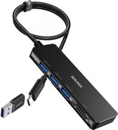 Sounix SD Kaartlezer - 5 in 1 Cardreader met USB Splitter - SD Kaartlezer USB voor Micro SD kaart - Zwart - UCH53200