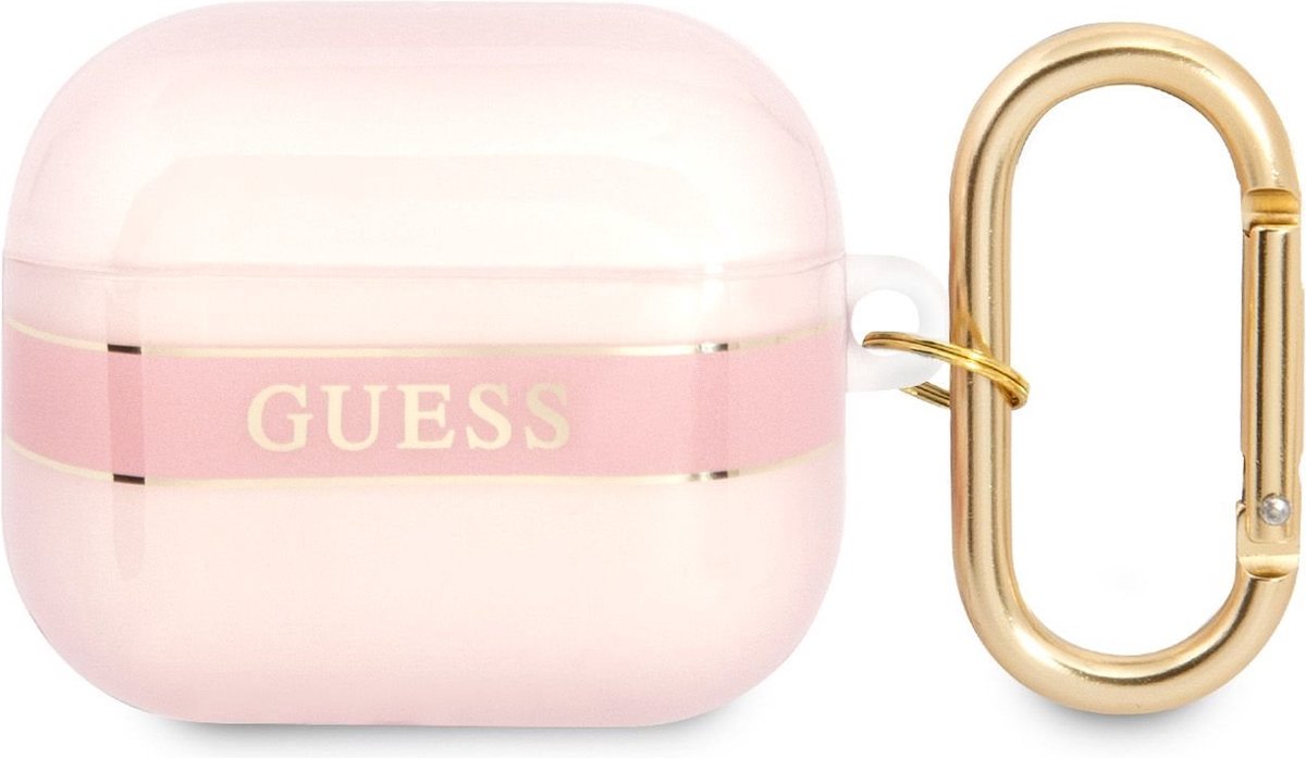 Guess TPU Printed Stripe Case voor Apple Airpods 3 - Roze