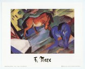 Mini kunstposter - Rood en blauw paard - Franz Marc - 24x30 cm