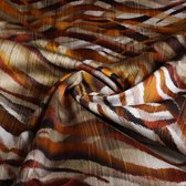 Stretch stof satijn mat zebra bruin 2 meter