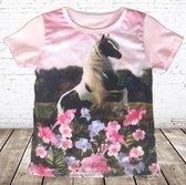Kinder shirt met paard en bloemen -s&C-98/104-t-shirts meisjes