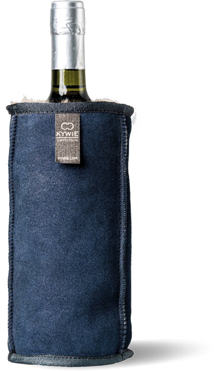 KYWIE Wijnkoeler van 100% natuurlijk schapenvacht - kleur: Blauw