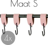 4x S-haak hangers - Handles and more® | ZACHTROZE - maat S (Leren S-haken - S haken - handdoekkaakje - kapstokhaak - ophanghaken)
