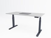 Tri-desk Premium | Elektrisch zit-sta bureau | Antraciet onderstel | Grijs blad | 180 x 80 cm