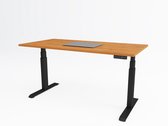 Tri-desk Premium | Elektrisch zit-sta bureau | Zwart onderstel | Kersen blad | 140 x 80 cm