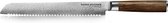 Ramon Brugman par MOA - Couteau à pain - Couteau dentelé - Acier VG10 - Acier damassé 66 couches - Bois de noyer non traité - Lame de 23 cm