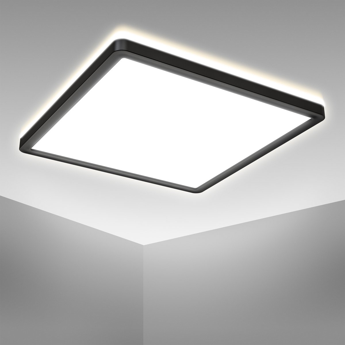 elk Anemoon vis combineren B.K.Licht - LED Plafonniére - zwart - led paneel - plafondlamp - l: 29.3cm  - 4.000K -... | bol.com