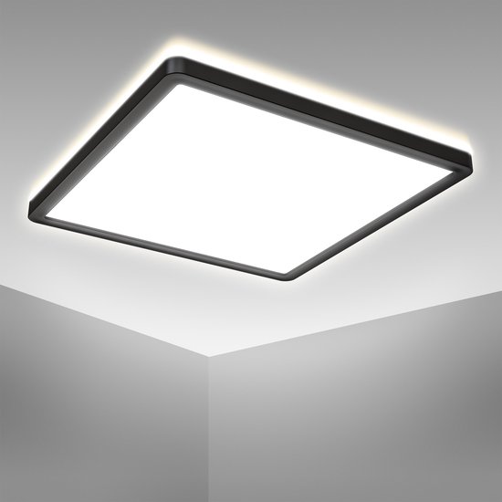 Samenwerking voormalig stuk B.K.Licht - LED Plafonniére - zwart - led paneel - plafondlamp - l: 29.3cm  - 4.000K -... | bol.com