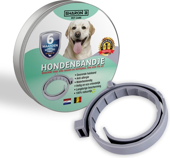 100% natuurlijke vlooienband | voor honden | grijs | teken en vlooien | zonder schadelijke pesticiden | hondenbandje | geurhalsband | lavendelbandje | vlooienbestrijding