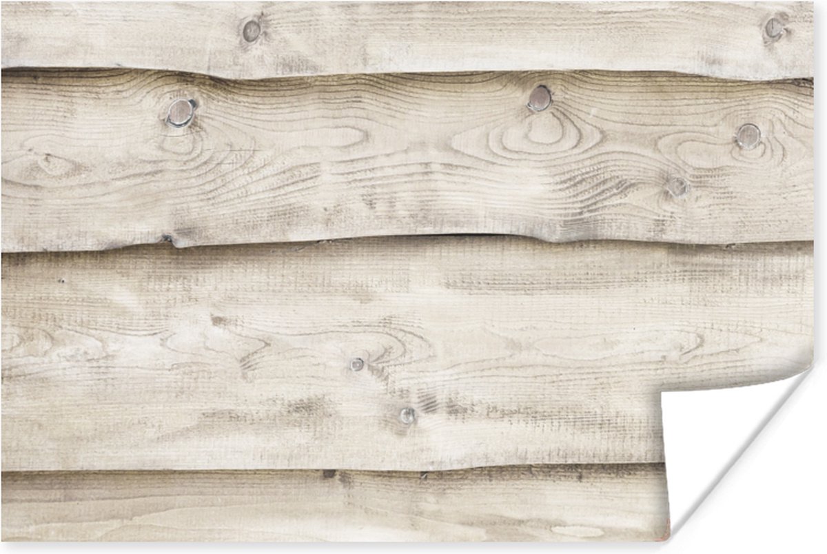 Poster Wit - Planken - Hout - Berk - 90x60 cm