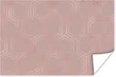 Luxe motif d'hexagones en or rose sur fond vieux rose 30x20 cm - petit