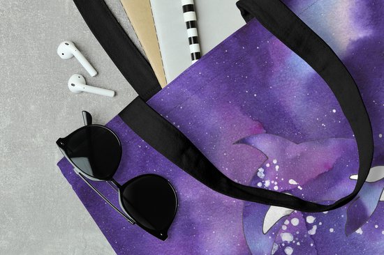 Sac bandoulière - Sac de plage - Shopper Fish - Orque - Violet - Aquarelle - 40x40 cm - Sac coton