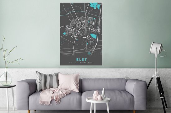 Poster Elst - Plattegrond - Kaart - Stadskaart - 80x120 cm - PosterMonkey
