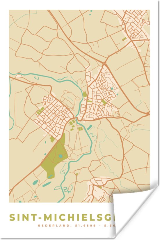 Poster Sint Michielsgestel Kaart Plattegrond Stadskaart X Cm Bol Com