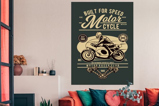 Affiche Mancave - Motor - Race - Vintage - 120x180 cm XXL