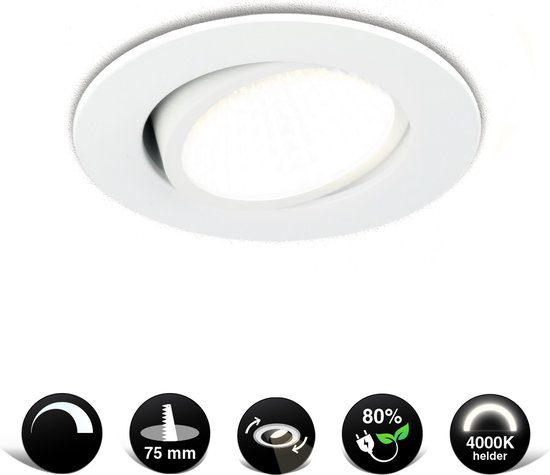 LED Inbouwspot - Voordeel pack - 4 Stuks - licht - 5W - Kant en klaar - Vervangt 50W