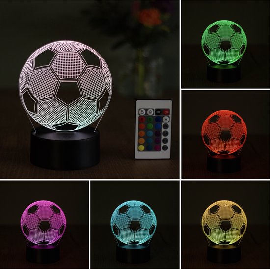 Klarigo®️ Nachtlamp – 3D LED Lamp Illusie – 16 Kleuren – Bureaulamp –  Voetbal –... | bol.com