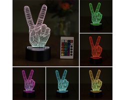 Klarigo®️ Nachtlamp – 3D LED Lamp Illusie – 16 Kleuren – Bureaulamp – Peace Lamp - Dikke Vette Peace – Sfeerlamp – Nachtlampje Kinderen – Creative - Afstandsbediening - Enzo Knol
