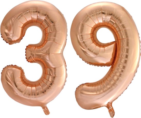 Folieballon 39 jaar Rose Goud 66cm