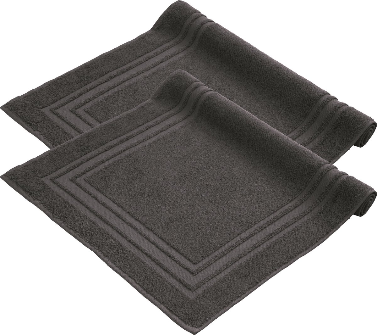 Komfortec Badmat Set - 2 stuks - 50x70 cm - Handdoek Dikte - Hotelkwaliteit - 100% Katoen - Zachte en Absorberende Douchemat/Handdoek - Antraciet