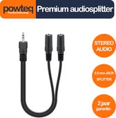 Powteq - 3.5 mm hoofdtelefoon splitter - 3.5 mm jack (hoofdtelefoonaansluiting) splitter - Stereo