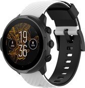 Siliconen Smartwatch bandje - Geschikt voor Suunto 7 siliconen bandje - wit/zwart - Strap-it Horlogeband / Polsband / Armband