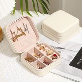 Separas Luxe Jewellery Box For Travel - Boîte à bijoux - Boîte à bijoux - Boîte à bijoux de voyage - 10 x 10 x 5,5 cm - Beige