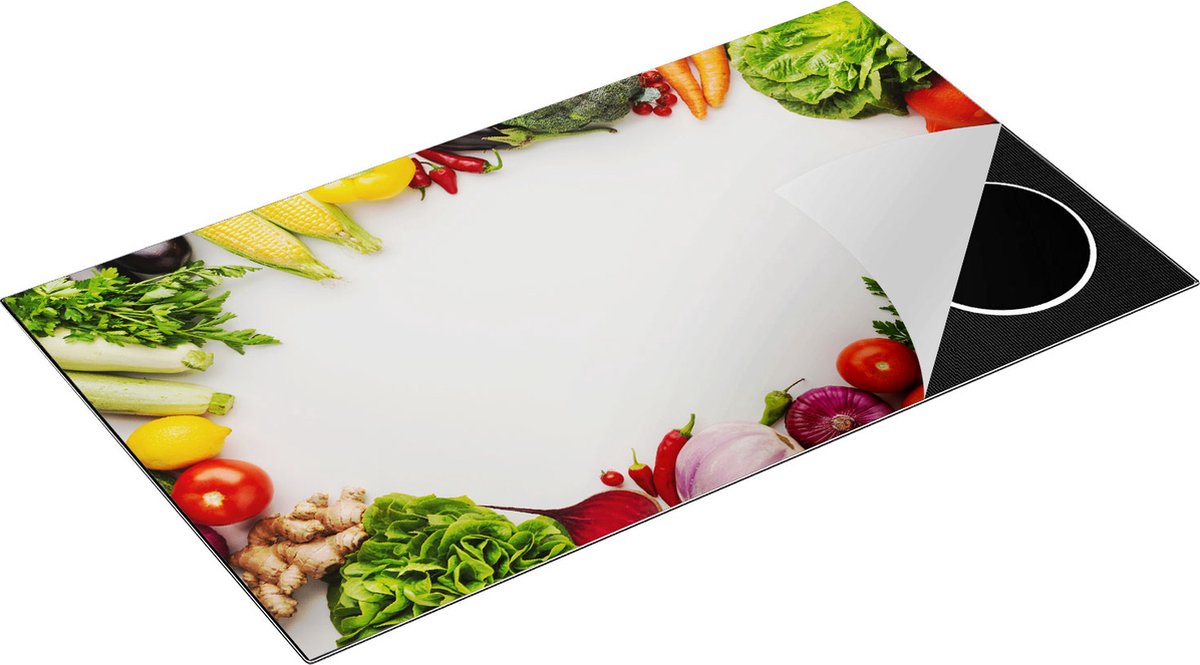 Chefcare Inductie Beschermer Groente op een Witte Achtergrond - Groentes - 91,2x52 cm - Afdekplaat Inductie - Kookplaat Beschermer - Inductie Mat
