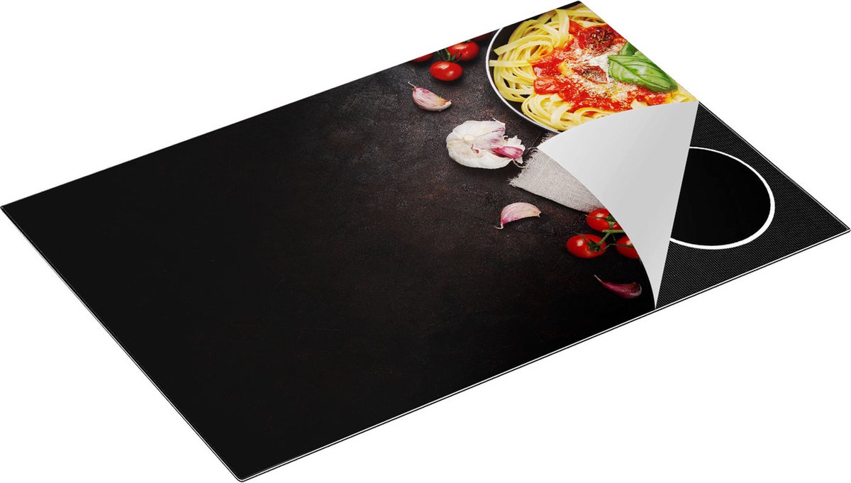 Chefcare Inductie Beschermer Spaghetti met Groentes en Wijn - 81x52 cm - Afdekplaat Inductie - Kookplaat Beschermer - Inductie Mat