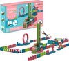 Afbeelding van het spelletje Allerion Domino Set Trein – Domino Stenen Spel voor Kinderen – 120 Dominostenen en 11 Attributen – STEM Speelgoed