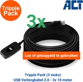Tripple Pack: 3 x AC6010 USB Verlengkabel - 3x 10 meter - Los of gekoppeld te gebruiken