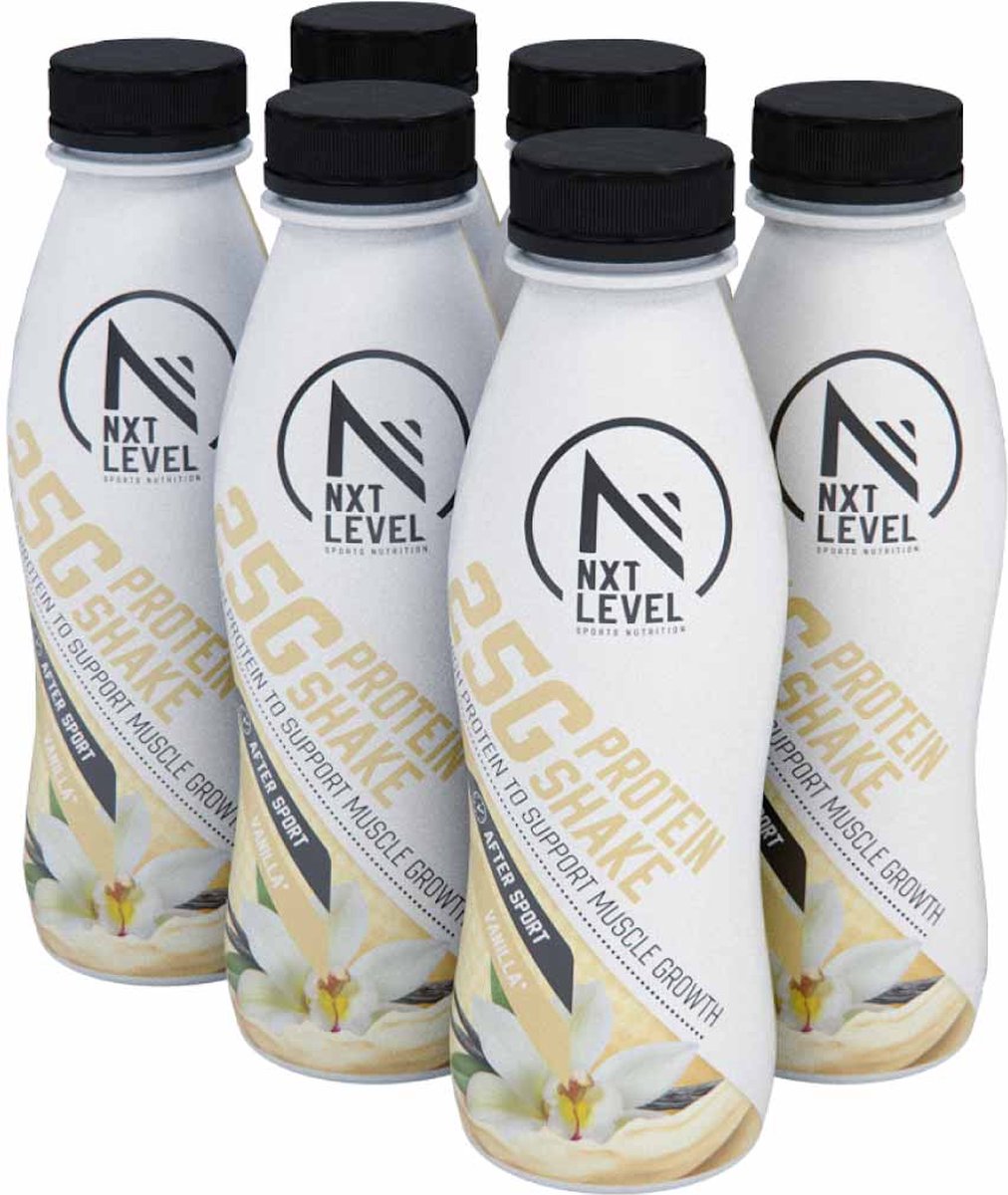 NXT Level Eiwitrijke Shake - 25g eiwitten per flesje - 6 x 330 ml - Vanille