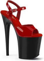 Pleaser Sandale à bride cheville, Chaussures de pole dance -40 Chaussures- FLAMINGO-809 US 10 Rouge/ Zwart