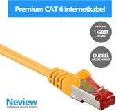 Neview - 25 cm premium S/FTP patchkabel - CAT 6 - Geel - Dubbele afscherming - (netwerkkabel/internetkabel)