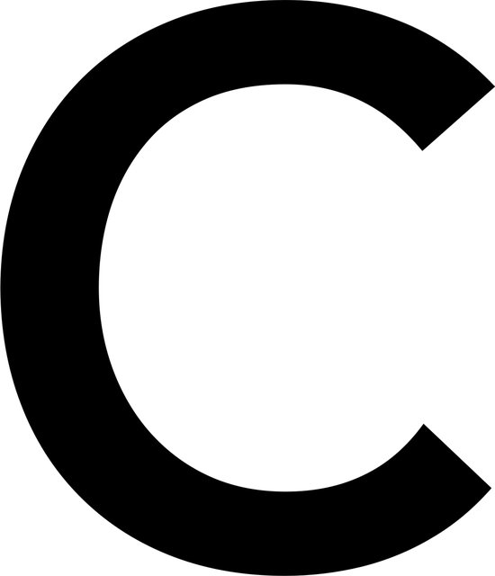 zwart modern letter c - 20 cm