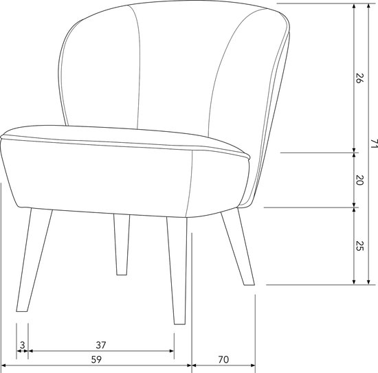 WOOOD Sara Fauteuil - Boucle - Creme - 71x59x70