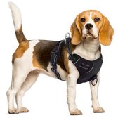 Hondentuig - reflecterend hondenharnas - anti trek tuig hond - zwart - maat M