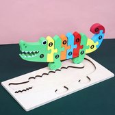 Femur Houten Kinderpuzzel – Krokodil - Dieren Puzzel – 3D Puzzel – Goed voor de Ontwikkeling – Montessori Speelgoed – Kinderspeelgoed