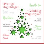 Kerstkaarten Kerstboom van sterren - 10 stuks - met enveloppen