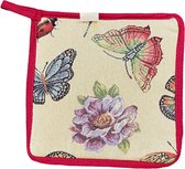 Pannenlap - luxe gobelinstof - Butterfly - all - Vlinders en zonnebloemen