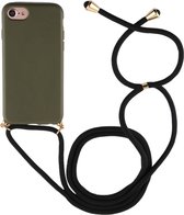 Mobigear Telefoonhoesje geschikt voor Apple iPhone SE (2020) Flexibel TPU | Mobigear Lanyard Hoesje met koord - Groen