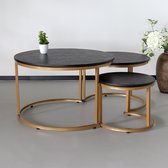 Table basse 3 parties ronde Kiki gold industrielle