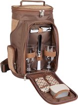 BRUBAKER Picknicktas - Koeltas voor 2 flessen wijn/champagne tot 1,5 l - Gevoerde Wijnkoeltas - Geïsoleerd - Rugtas - met handvat