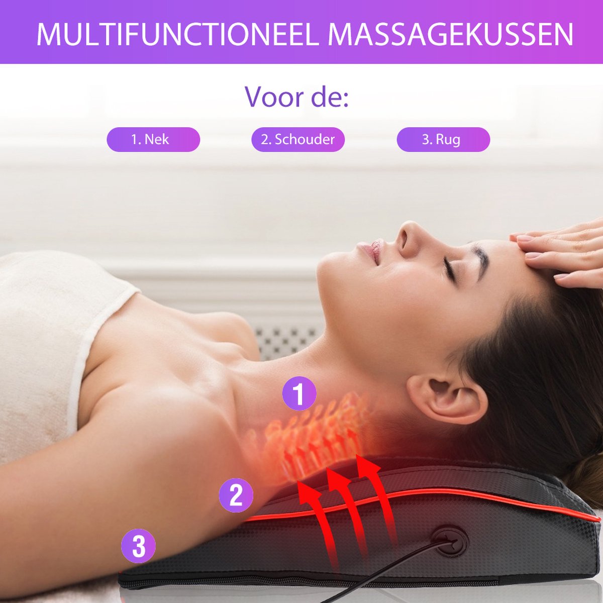 Massagekussen Multifunctioneel Shiatsu met Warmtefunctie - afbeelding 2