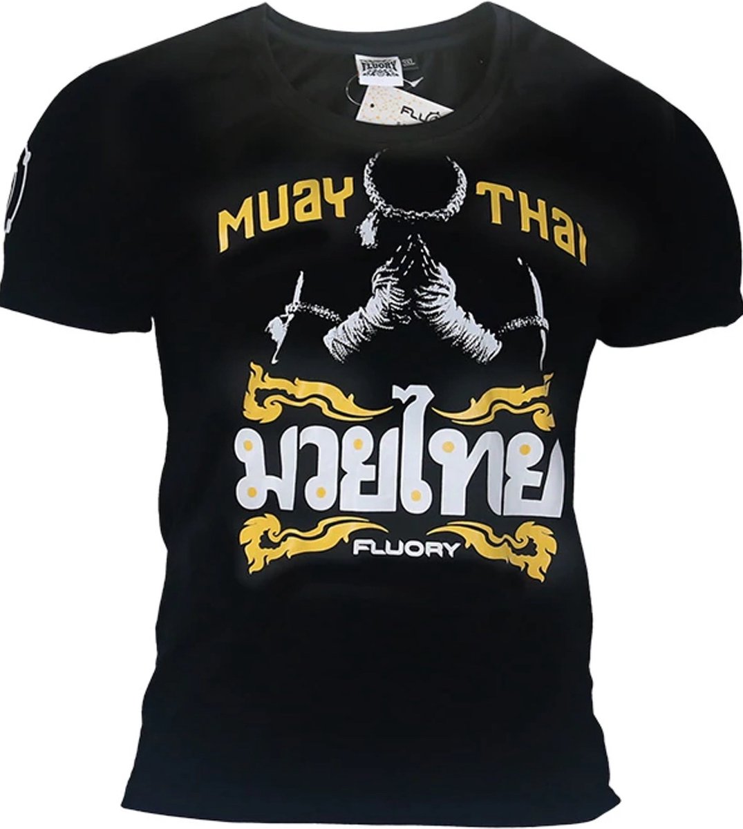 Fluory Mongkon Muay Thai Fighter T-Shirt Zwart maat XXL